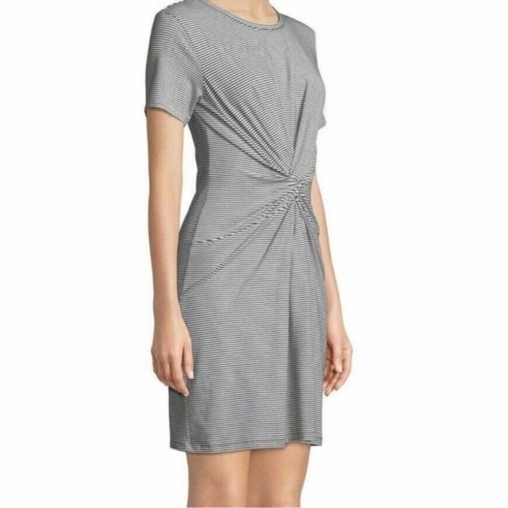 Theory black and white stripe knot dress